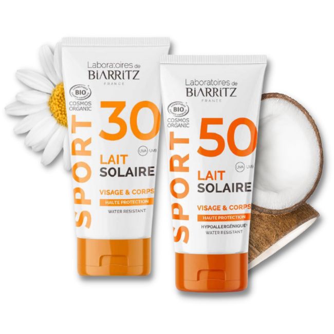 Protector solar para hacer deporte en leche SPF 30 o SPF 50 de Laboratories de Biarritz